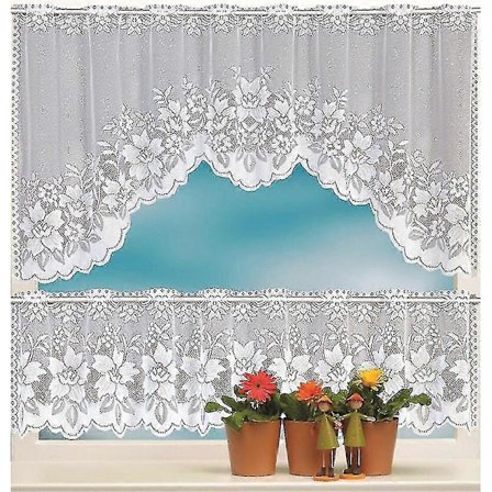 2 stk. Europæiske Hvide Gennemsigtige Blonder Kaffegardiner Warp Strikket Gardiner Køkken Tulle Blonder Sheer Jacquard Soveværelse Gardiner