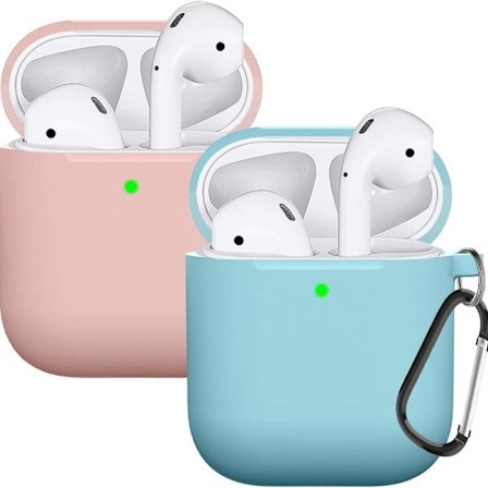 Airpods skal skyddande fodral är kompatibelt med rosa blå
