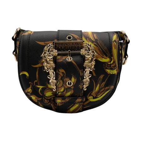 Versace Jeans Couture, Baroque Saffiano Crossbody Bag Zwart, Dames, Maat:ONE Size