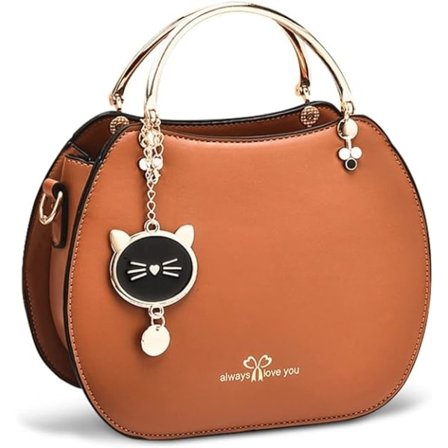 Moteveske for kvinner med topphåndtak, crossbody-veske, runde skuldervesker for jenter og damer, PU-skinn messenger-vesker, søt håndveske med 