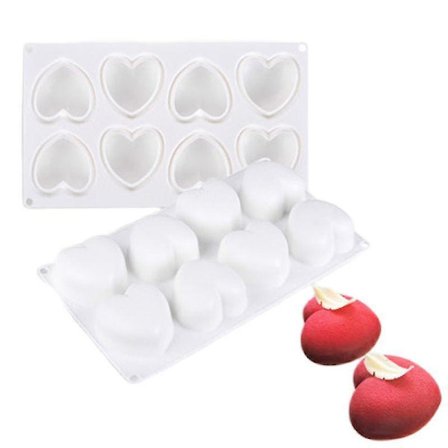 Hjärtformade Bakplåtar i Silikon Mousse Kakform Livsmedelsgodkänd Silikonform Bricka Tårtdekorationsverktyg Magisk
