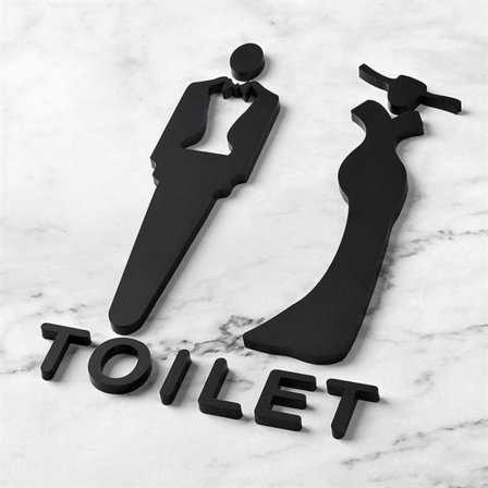 Självhäftande toalettskylt / WC-skylt 20x12cm - Svart