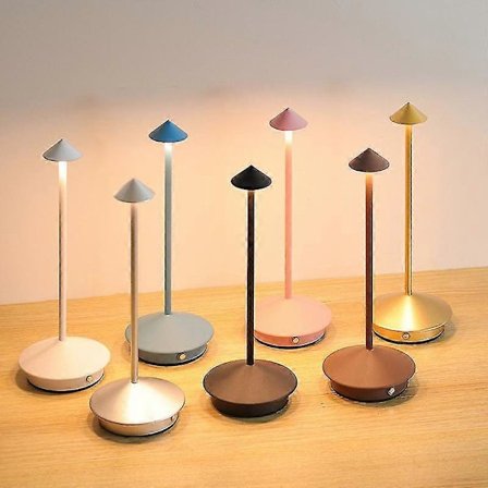 Dimbar LED-bordslampa i aluminium, IP54-skydd, för inom- och utomhusbruk, laddningsstation, H29 cm, 50% rabatt