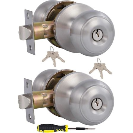 Kampagner 2-pak Indgangsdørknop med lås og nøgler, der alle er ens WBS