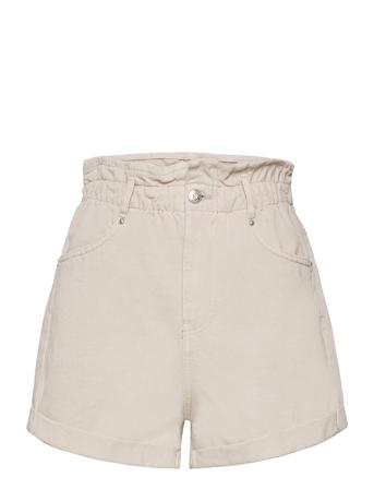 Paperbag Denim Shorts Cream Gina Tricot