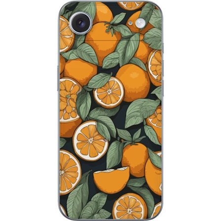 Kompatibel Mobilcover til Apple iPhone 17 Air Illustreret citrusmønster med appelsiner og grønne blade på mørk baggrund i dekorativ stil