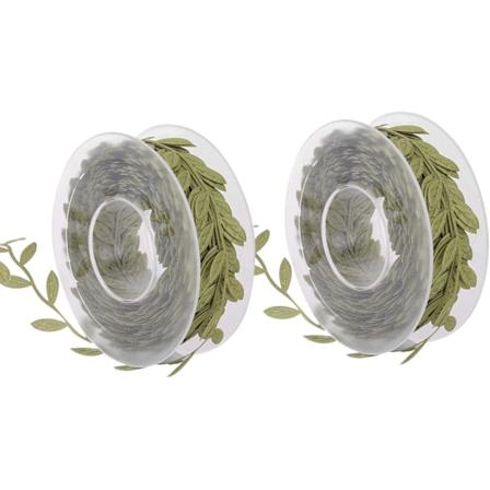 Nauha, vihreä lehti trimmi satiininauha, oliivipuun lehti nauha, keinotekoiset vihreät lehdet, voidaan käyttää pakkaamiseen jne (vihreä, 15 m, 2 