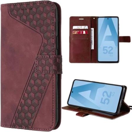 Taske til Samsung Galaxy A52 4G-5G og A52s 5G, foldbart beskyttende PU-lædercover med kortpladser og holder, rød Röd