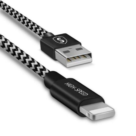 Sign Skin Lightning Kabel 2.1a, 3m - Svart/vit Svart