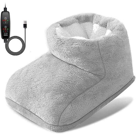 Elektriske fotvarmere med justerbar temperatur, oppvarmede tøfler for kvinner og menn, sklisikker såle, rask oppvarming_tfrf