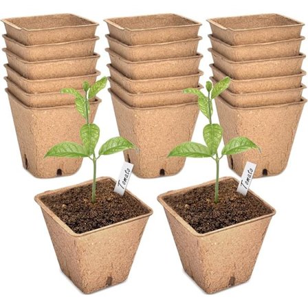 Biologisk nedbrydelige potter, 60-pak 6 cm biologisk nedbrydelige fiberfrøpotter til blomster, frøpotter til haven