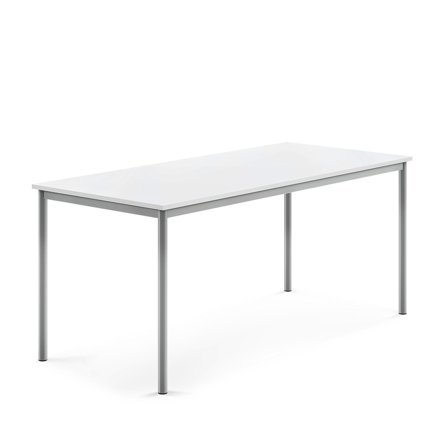 Tisch SONITUS, 1800x800x760 mm, Hochdrucklaminat weiß, alugrau