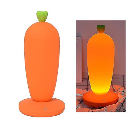 LED nattlys, oppladbar mini USB-lampe, bærbar belysning for hjemmet og kontoret (oransje gulrot)