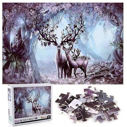 1000 bitar Älg i skogen Pussel DIY Leksaker Montering Bilddekoration