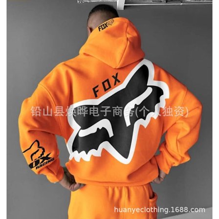 Fox Hettegenser Oversized – Unisex Amerikansk Stil Løs Passform Hettegenser*XL* Fox12