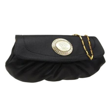 Versace Pre-owned Pre-owned Satin handvskor svart, Dam Vintage Väskor, Dam, Storlek: ONE SIZE