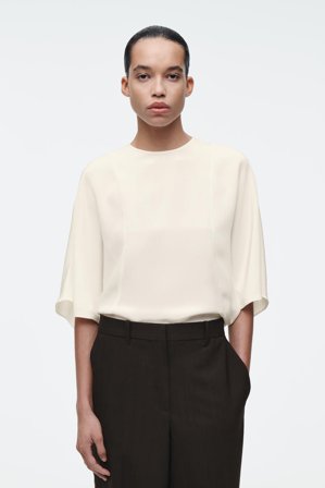 COS Women's Silk T-Shirt in White