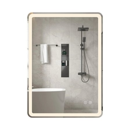 LED badeværelsesspejl med antidug, dæmpbar, 70x50 cm