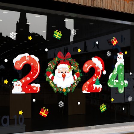 Jule Vindue Stickers Julemand Flytbare PVC Dekaler Væg Hjem Butik Jule Dekorationer