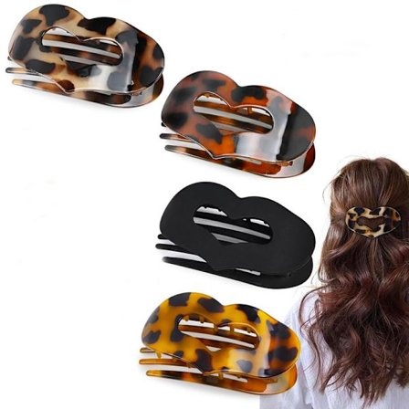 4 st platta hårklämmor för kvinnor, böjd design hårklämmor för att ligga ner och köra bil, matta starka hårklämmor för tjockt och tunt hår_yux