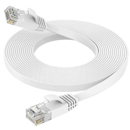 Ethernet Kabel 15m Høj Hastighed, Cat 6 Fladt Netværkskabel med Rj45 Konnektorer, Langt LAN Kabel med Clips