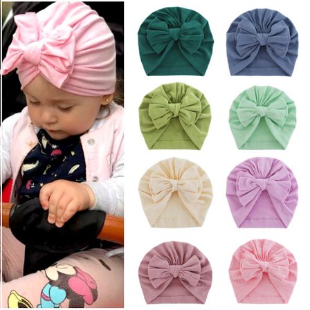 8PCS Baby Turban Nyfödda Mössor Baby Hårband Flicka