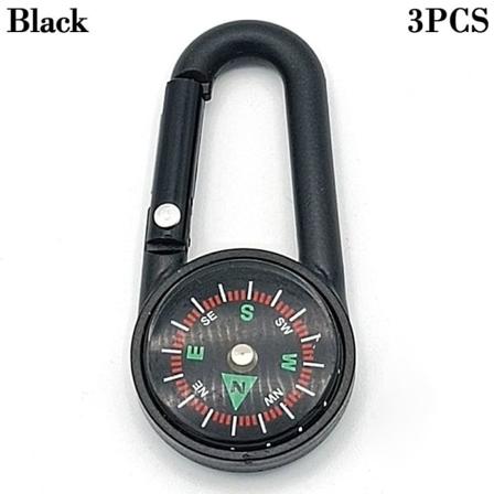 3stk Utekrokkompass Minimetallkompass SVART Black