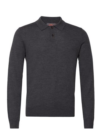 Merino Polo Knit Polos Long-sleeved Musta Morris