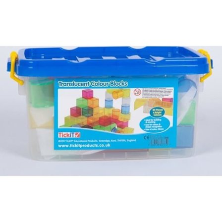 Rakennuspalikat - TickiT - Kirkkaat värilliset palikat - 50 kappaletta - Puolitransparentti muovi - Sekä pojille että tytöille