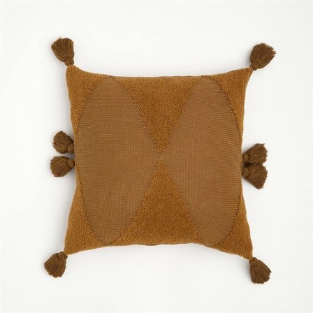 IC Mjukt tuftat stickat kuddfodral med tofsar Fyrkantiga kuddfodral Örngott för vardagsrum Soffa Soffa Sovrumsinredning (brun, 18"x18")