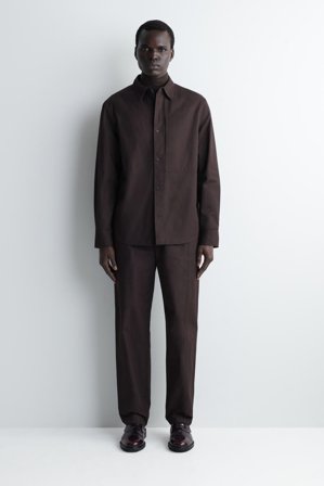 COS Homme Pantalon Droit En Coton in Marron