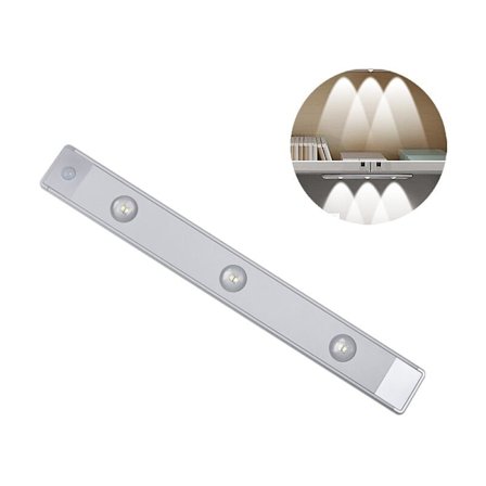 LED Ultratynn Smart Sensor Nattlys Garderobelys USB Oppladbar Katteøye (40CM 2W)