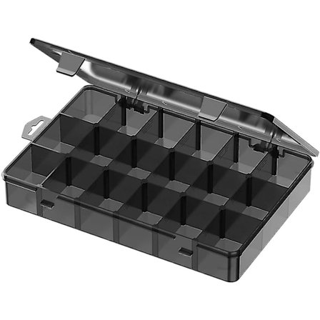 Plastoppbevaringsboks med justerbare skillevegger, 18 roms arrangør