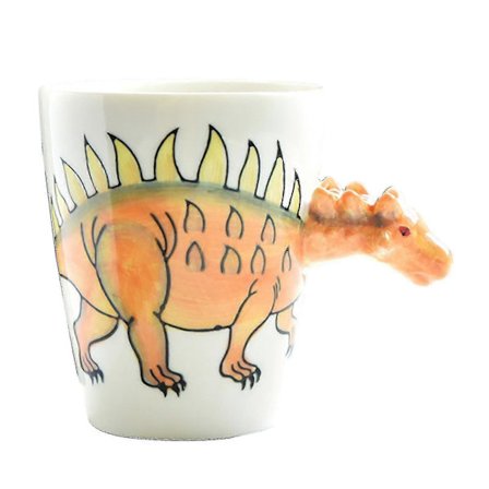 14oz Dinosaurkrus - Unik Håndmalt Nyhet 3d Keramisk Dino Kaffekrus - Snngv