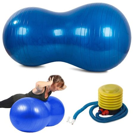 Träningsboll / Pilatesboll med Pump - Jordnöt Blå