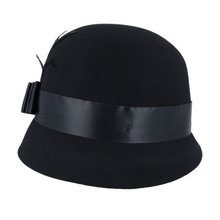 Sur la tête - Svart historical Hatt - Womens Black Chloe Cloche @ Hatstore