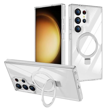 Klar Magsafe Etui Til Samsung Galaxy S24 Ultra, Blød Tpu Bumper Ultra Tynd Pc Stødsikkert Beskyttelsescover Med Ringholder