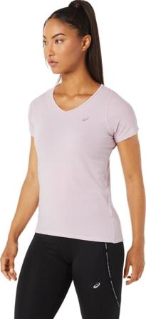 Asics Women's V-Neck SS Top Women Short sleeved fitness sweater Pink XS