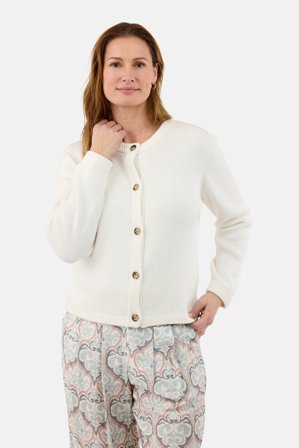 B. COPENHAGEN - Strikket Cardigan – Råhvid – Knaplukning