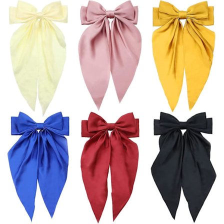 6 kpl Suuria satiinirusetteja naisille, ylisuuret jättirusettipinnit, ranskalaiset