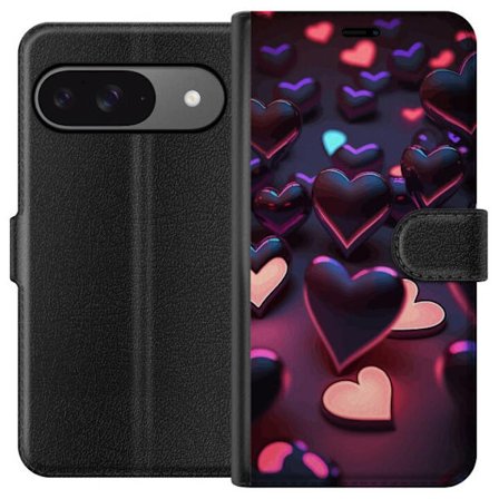 Yhteensopiva Lompakkokotelo Google Google Pixel 9 KeskiyönSydämet
