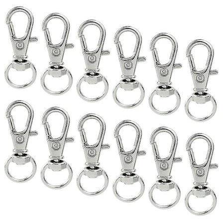 50 stk. drejelige karabinhager med snor, metal drejelig karabinhage hummerklospænde sølv