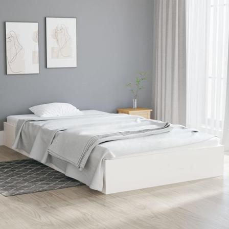 Vidaxl Sängram Vit Massivt Trä 90x200 Cm Vit