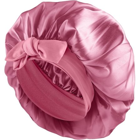 Silkesøvnhette for kvinner, 1 stk justerbar satengsøvnhette, myk elastisk strikk silkesøvnhette, hårhette med knyting (bønnepasta-farge)