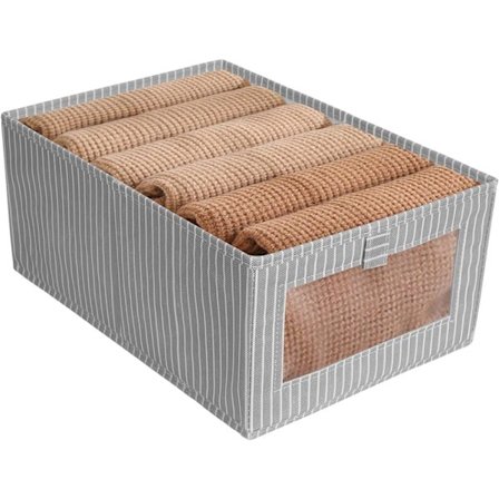 Tøjskuffe opbevaringsboks, sammenklappelig opbevaringsboks garderobe skuffe skillevæg opbevaringskurv hjem kurv boks med gennemsigtigt vindue og 