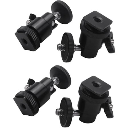 Mini Ballhode [4-pakning] med 360 graders 1/4 tommers ballhode-tilkoblingsport-adapter, mikro-ballhode og sving for DSLR-kamera, videokamera, blits, 