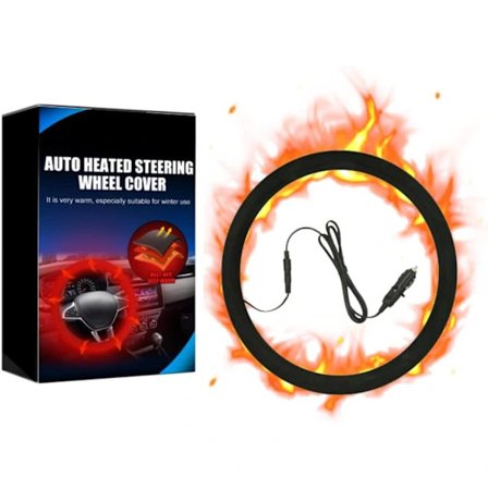 12V Oppvarmet Rattdeksel Rattvarmer 14,5-15,5 Tommer Ratt Beskyttelsesdeksel for Vinter Universal Passform Ratt Ytre