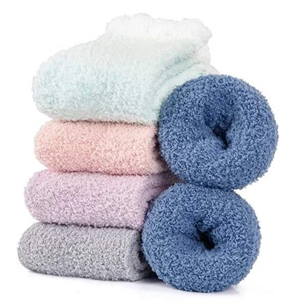Varme sokker for kvinner - 5 par vinter sokker varme tykke fleece tøfler-FA12-