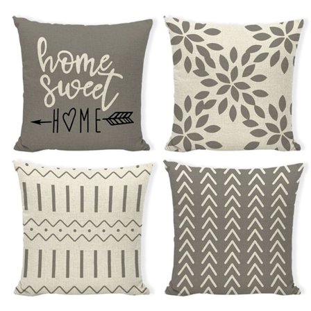 Pudebetræk 18x18 sæt af 4, dekorative puder til sofa,