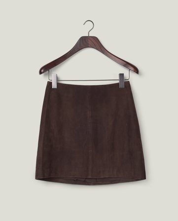 Lexington Kurzer Wildlederrock, Dunkelbraun